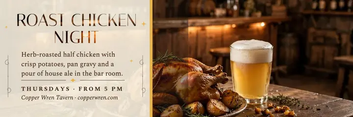 Copper Wren roast chicken night header template