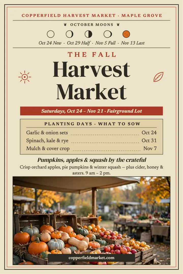 Copperfield Harvest Market fall poster template