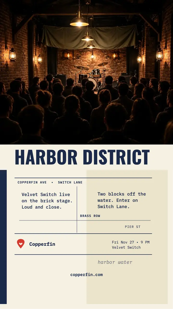 Copperfin Hall venue map story template