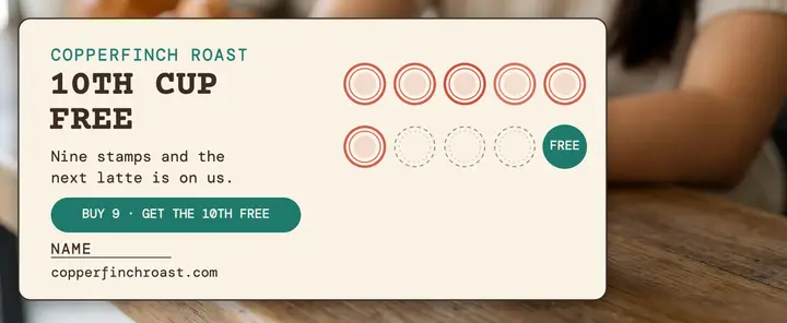 Copperfinch Roast loyalty punch card template