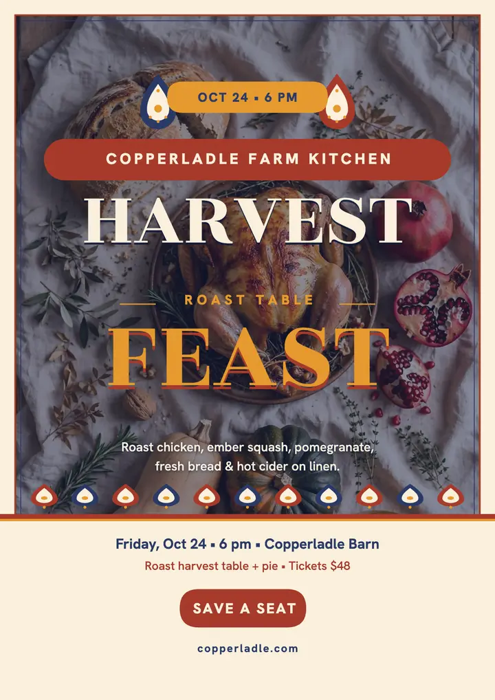 Copperladle harvest feast paisley flyer template