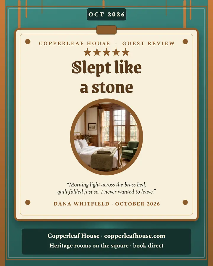 Copperleaf House guest review plaque post template