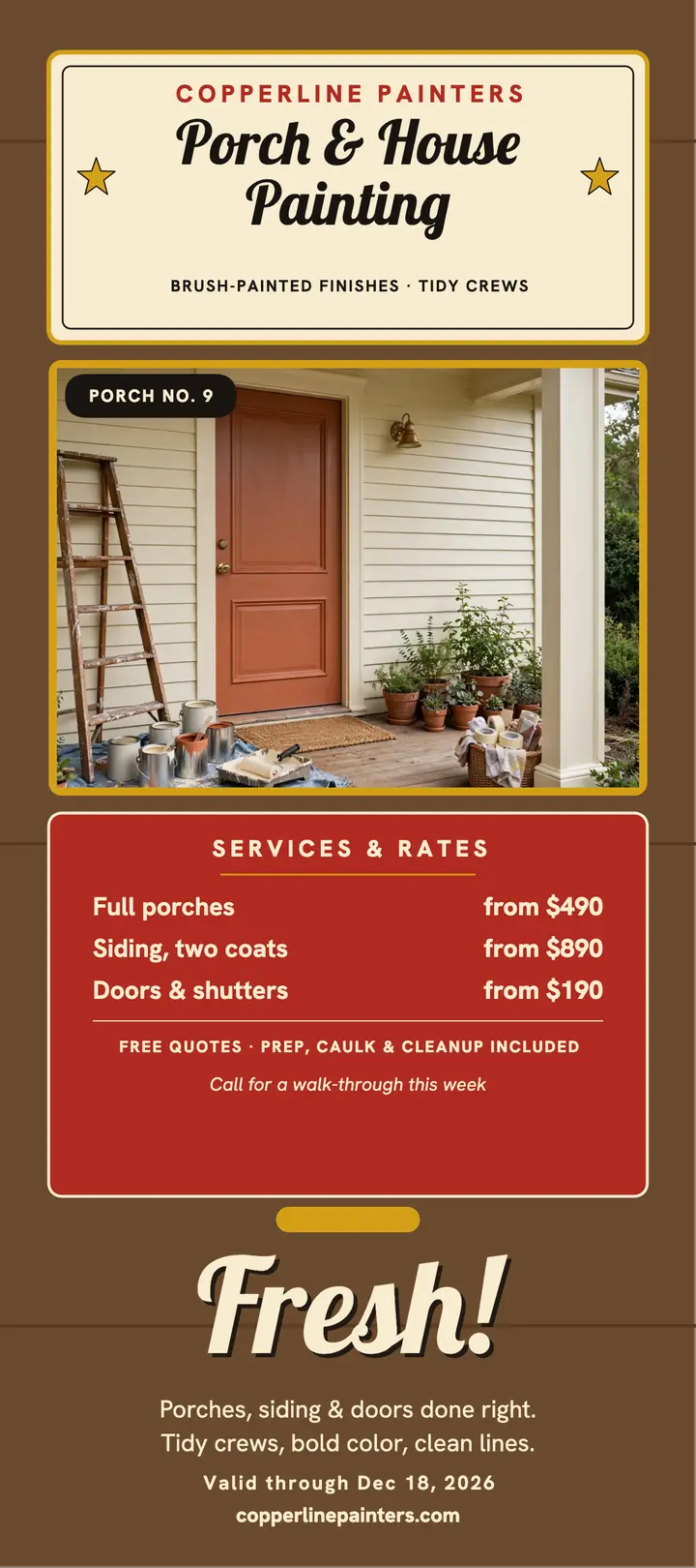 Copperline Painters sign-painted rack card template