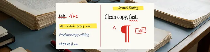 Stetwell Editing red-pen proof LinkedIn banner template