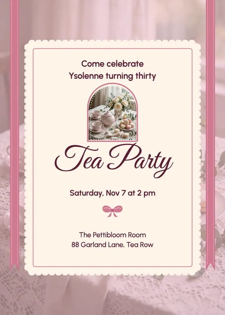 Ysolenne thirty tea party coquette invitation template