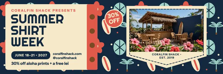 Coralfin Shack Summer Shirt Week header template