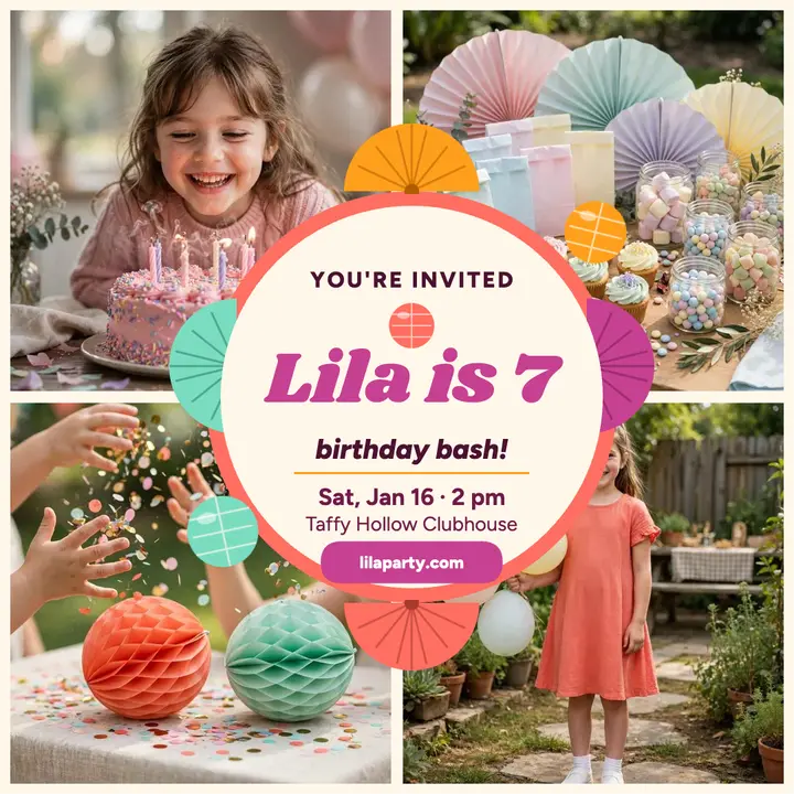 Lila's honeycomb birthday party invite template