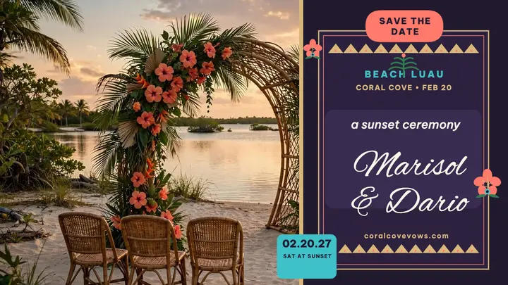 Coral Cove luau vows thumbnail template