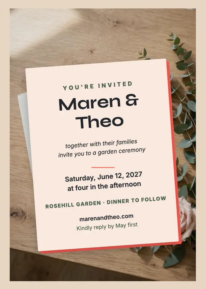 Maren and Theo coral edge invitation template