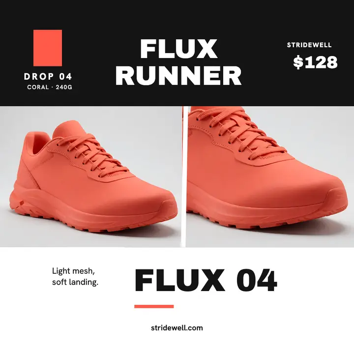 Stridewell Flux Runner coral drop post template