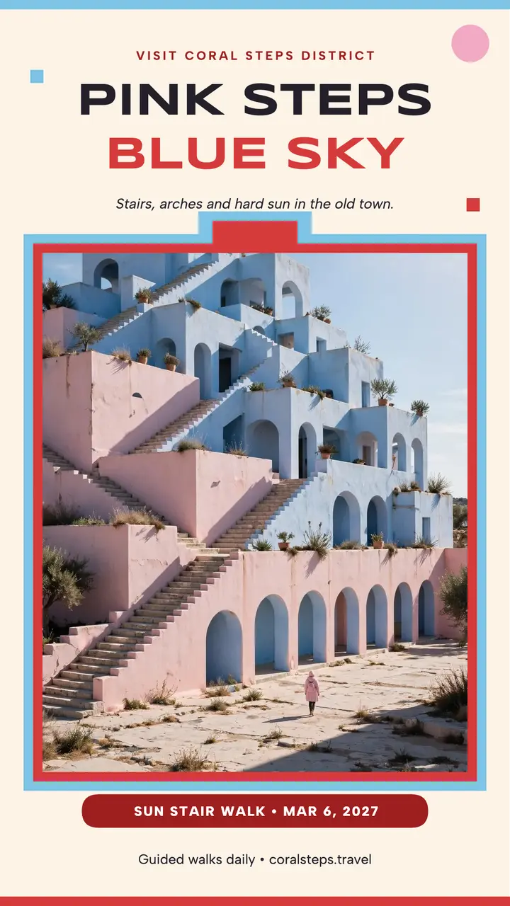 Coral Steps District pastel travel story template
