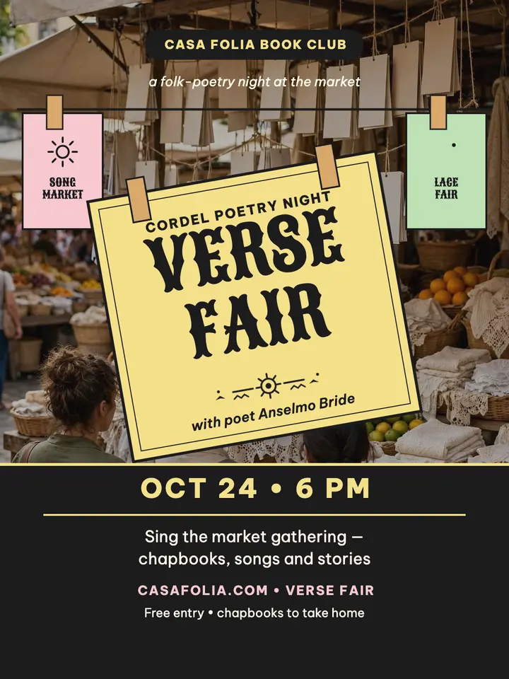Casa Folia cordel verse fair portrait: cordel poetry night poster template