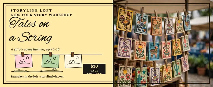 Storyline Loft tale voucher: story workshop gift voucher template