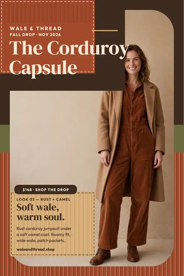 Wale and Thread corduroy capsule poster template