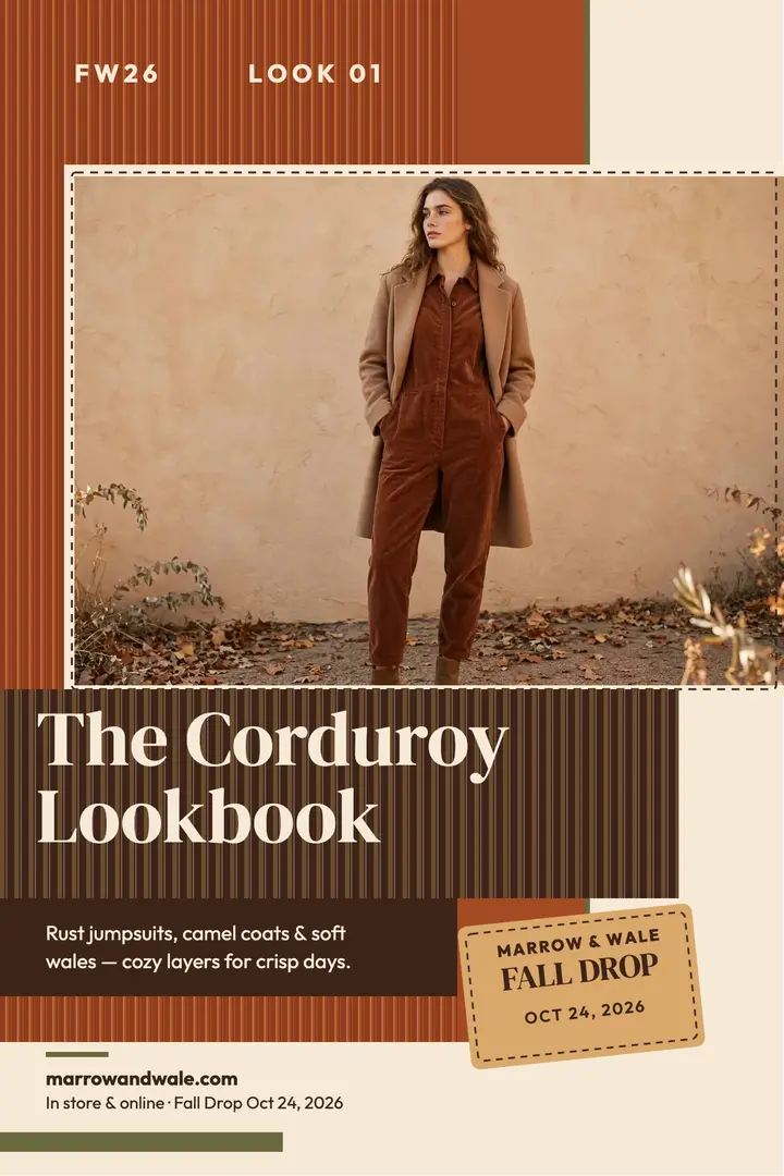 Marrow and Wale fall corduroy lookbook poster template