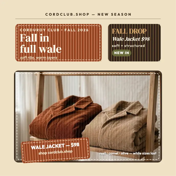 Corduroy Club fall drop post template