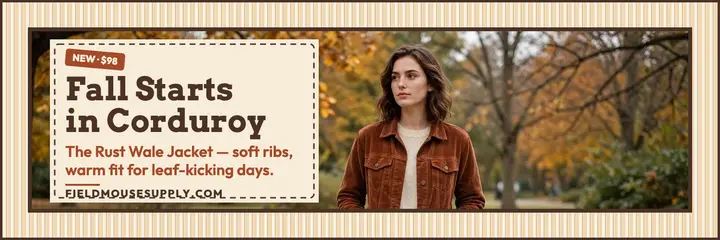 Fieldmouse Rust Wale jacket fall header template