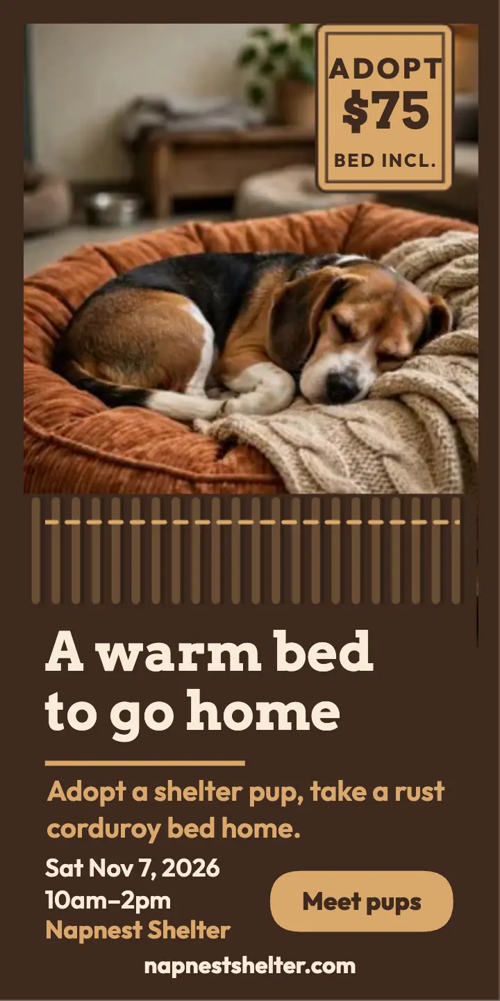 Napnest Shelter corduroy bed adoption ad template