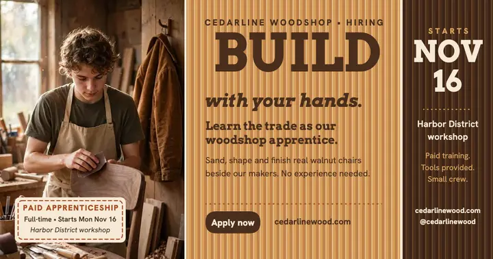 Cedarline apprentice call-out, corduroy post template