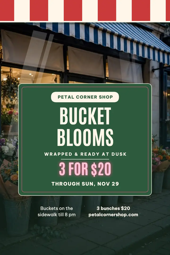Petal Corner Shop bucket sale poster template