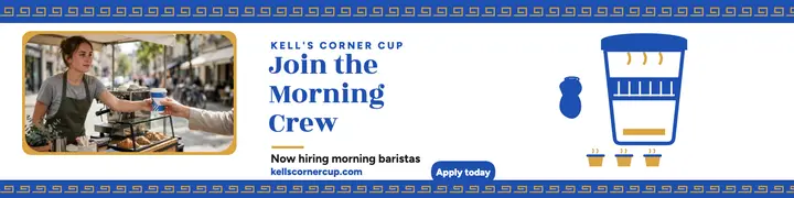 Kell's Corner Cup hiring banner template