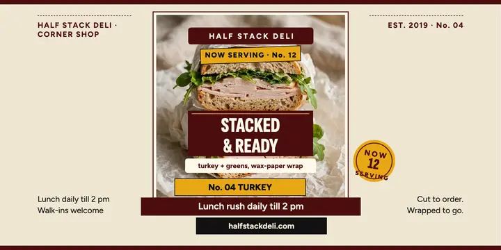 Half Stack Deli lunch rush post template
