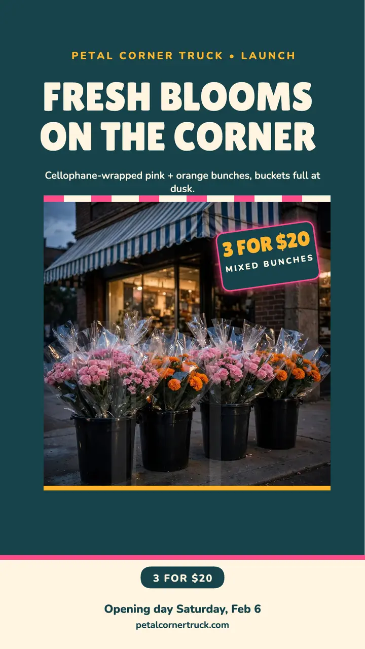 Petal Corner Truck flower launch story template