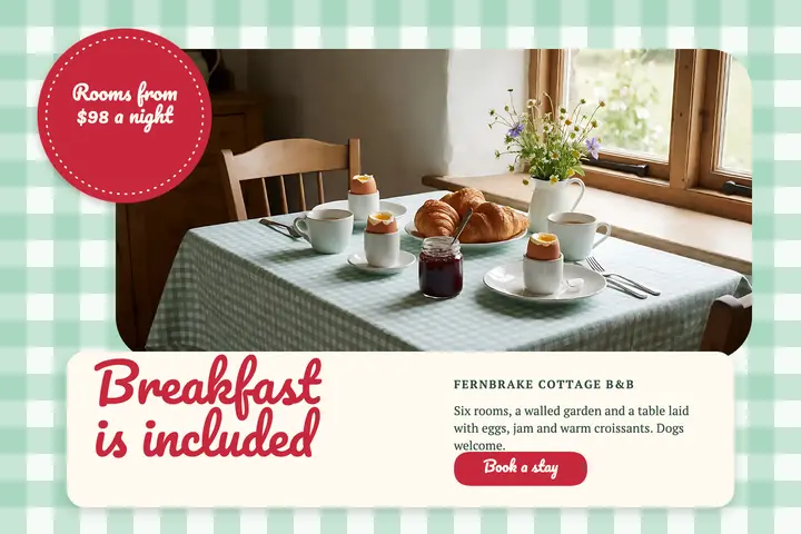 Fernbrake cottage B&B postcard template