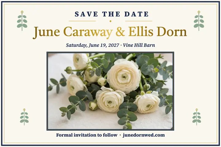 Cotton foil save the date postcard template