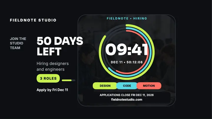 Fieldnote Studio hiring countdown watch thumbnail template