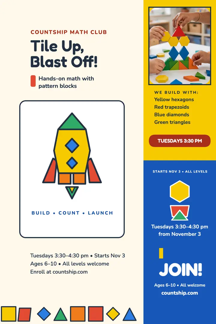 Countship Math Club rocket poster: math club poster template