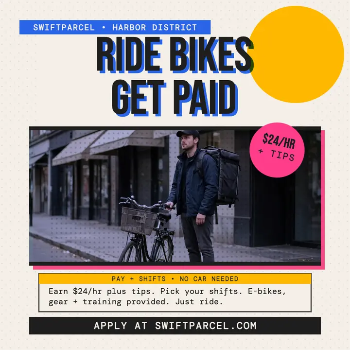 Swiftparcel bike courier hiring poster template