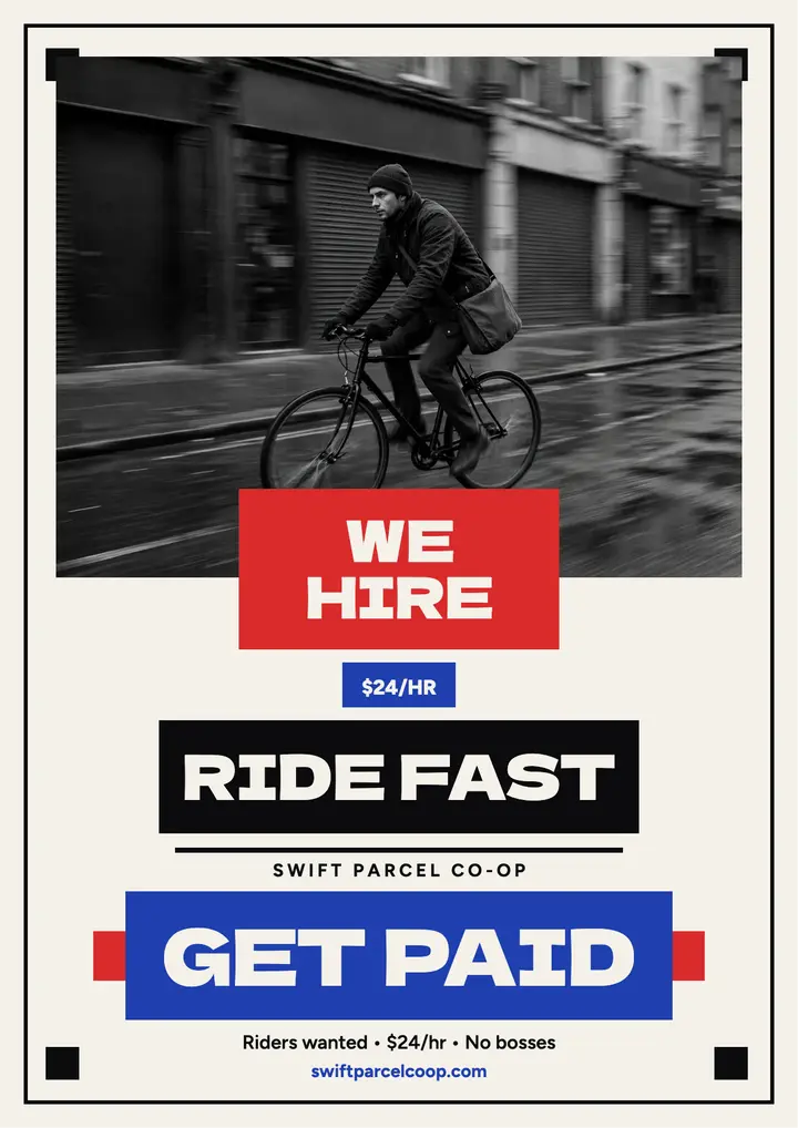 Swift Parcel hiring flyer, wave cards template