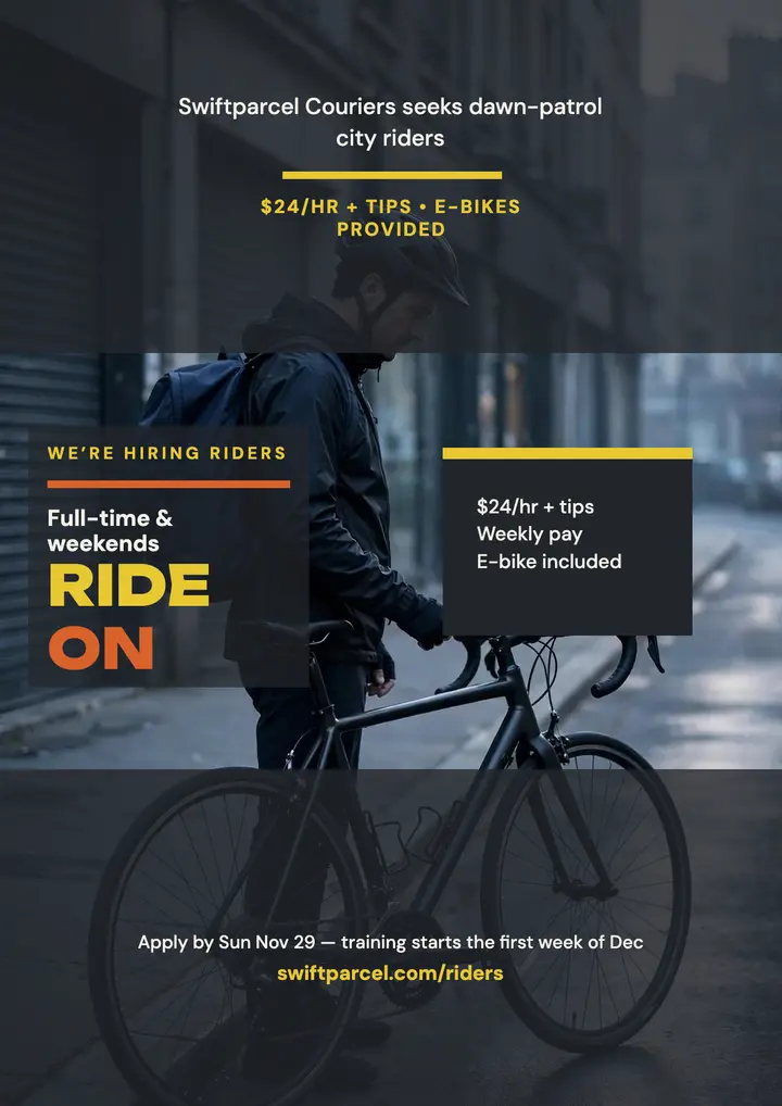 Swiftparcel Couriers riders hiring flyer template