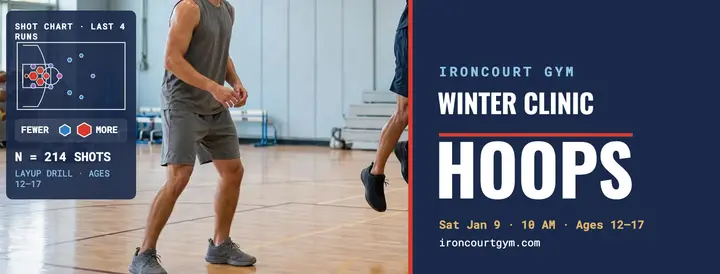 Ironcourt Gym winter hoops clinic cover template