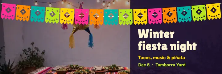 Winter fiesta night papel picado header template