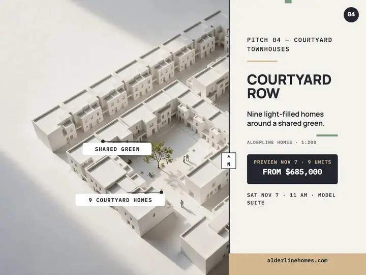 Courtyard Row townhouse pitch slide template