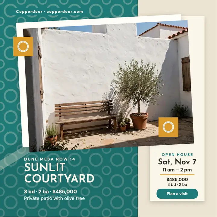 Dune Mesa courtyard townhome open house template