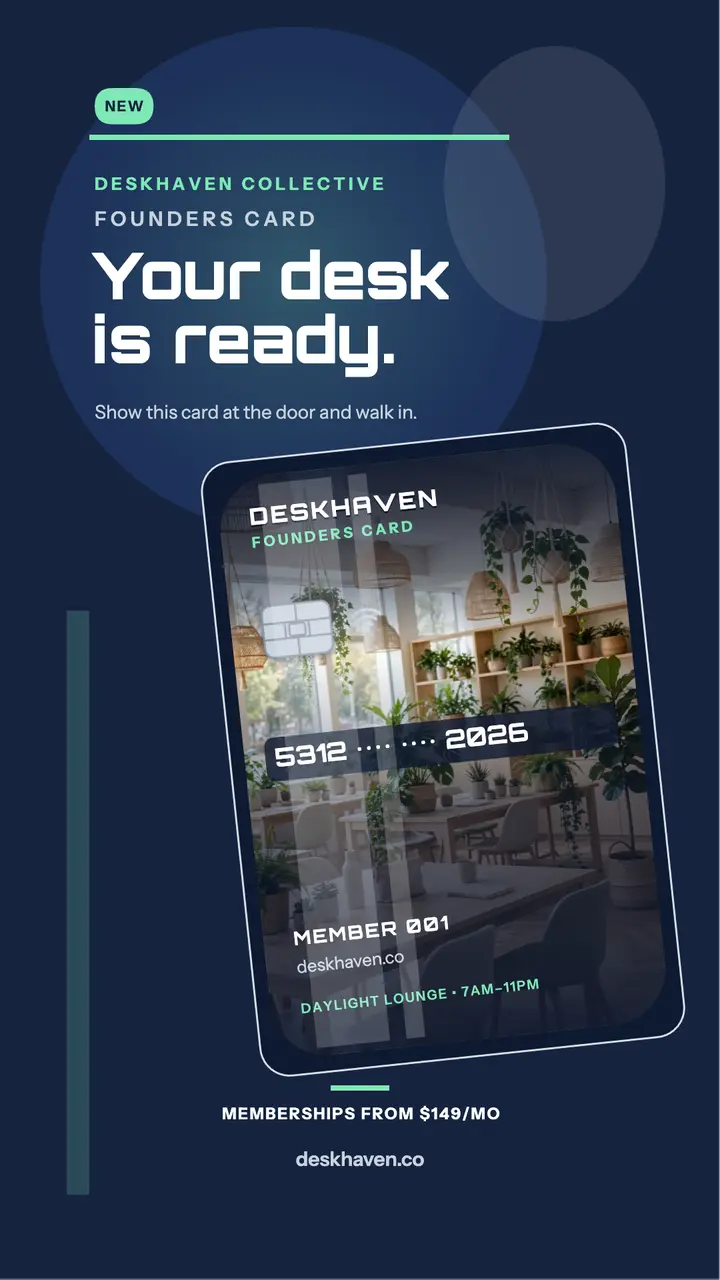 Deskhaven Collective founders card story template