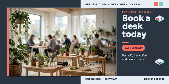 Loftdesk Club day desks isometric post template
