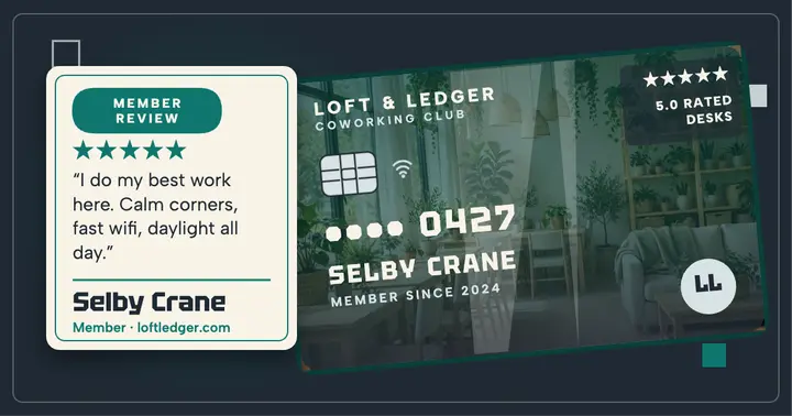 Loft and Ledger member review card template
