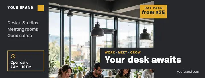 Co-working space Facebook cover template