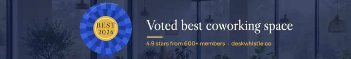 Deskwhistle voted best coworking space LinkedIn cover: linkedin cover award coworking template