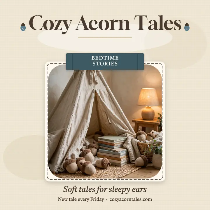 Cozy Acorn Tales bedtime podcast cover template