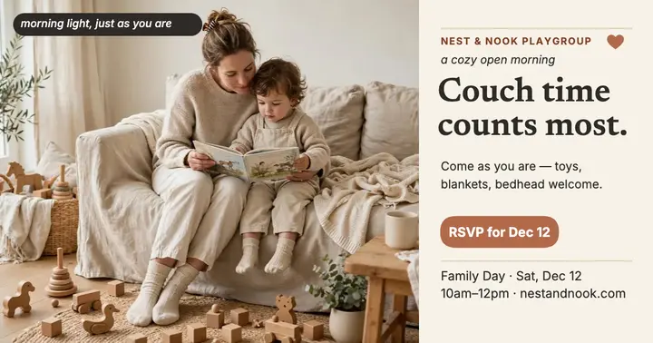 Nest and Nook cozy couch family day post template