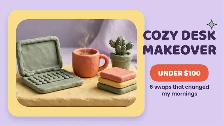 Cozy desk makeover, clay template
