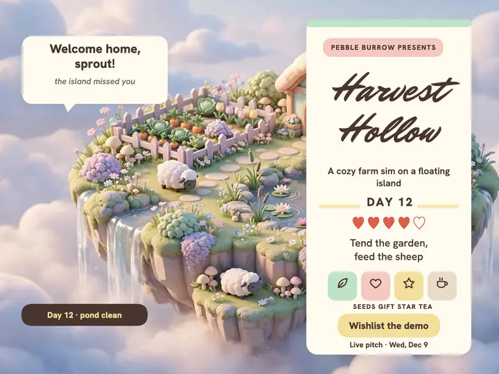 Harvest Hollow cozy farm pitch slide template