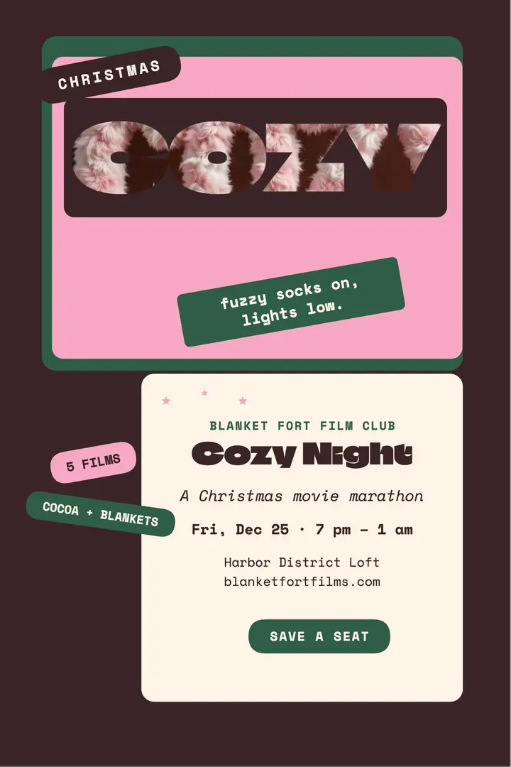 Cozy Christmas movie marathon poster template