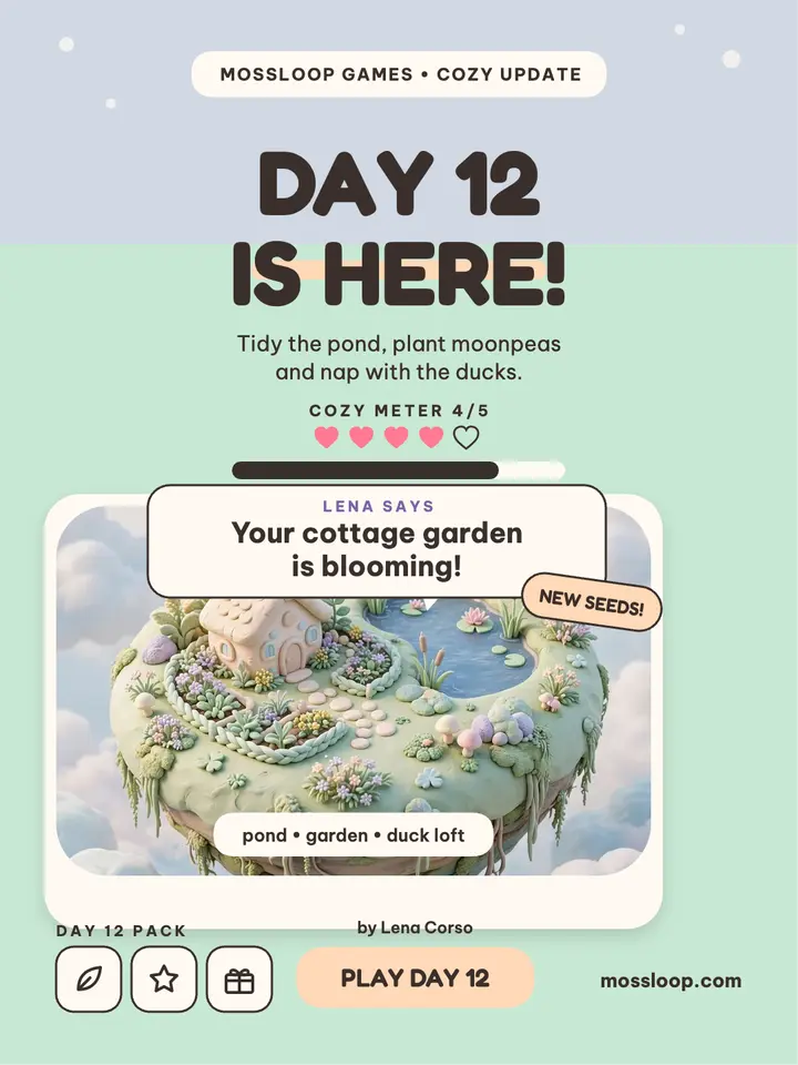 Mossloop Island day 12 cozy post template