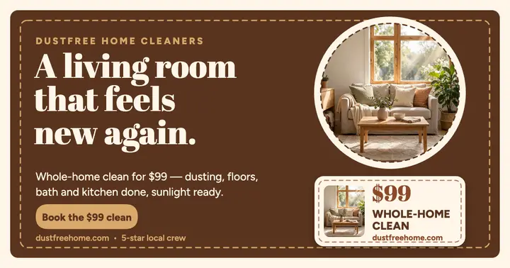 Dustfree cozy home clean promo template